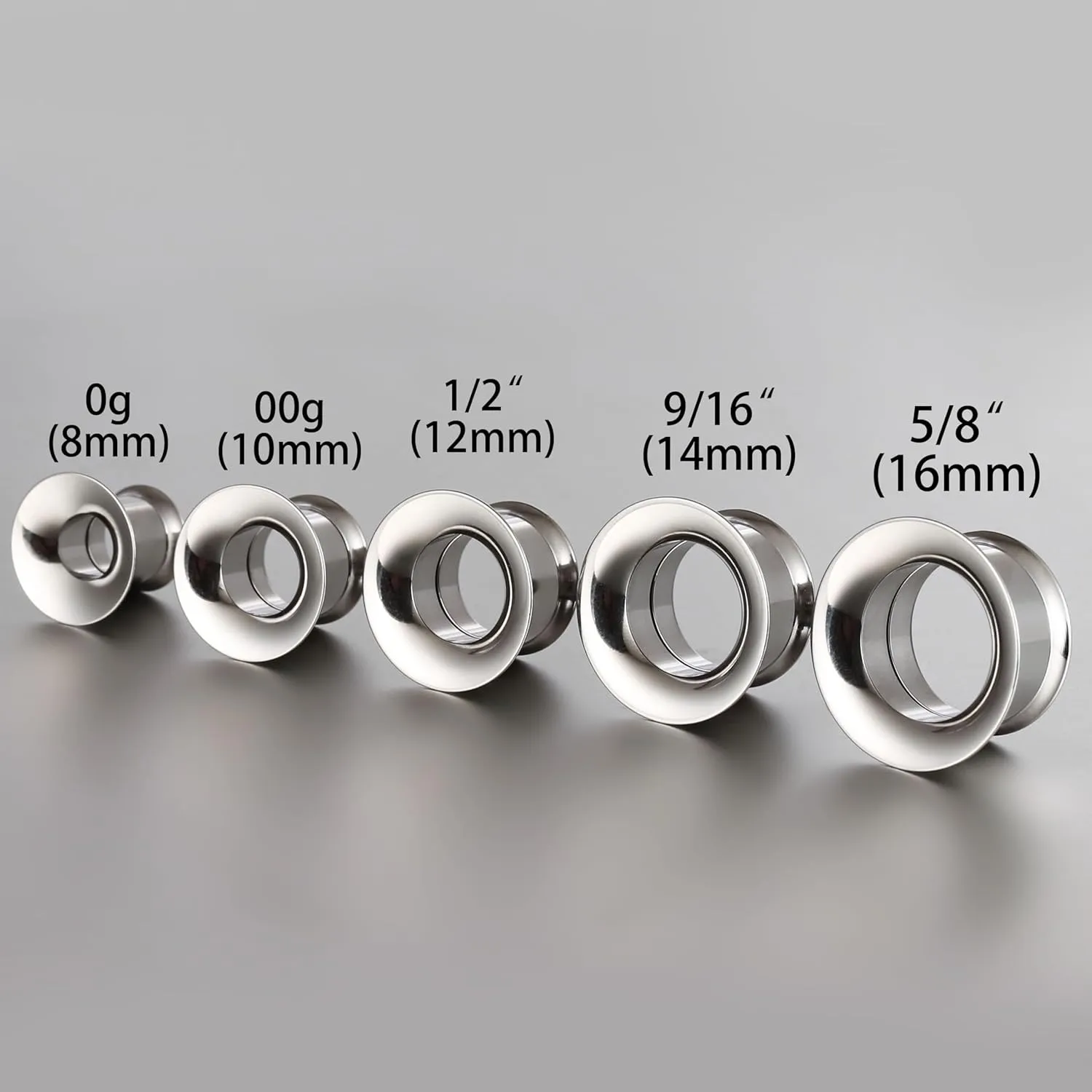 1 Pair Classic Ear Gauges Tuba Hollow Design for Stretched Ears Hypoallergenic 316 Stainless Steel Ear cuff Tunels plugs 00G 8mm-16mm(0G-5/8'') Body Piercing Jewelry