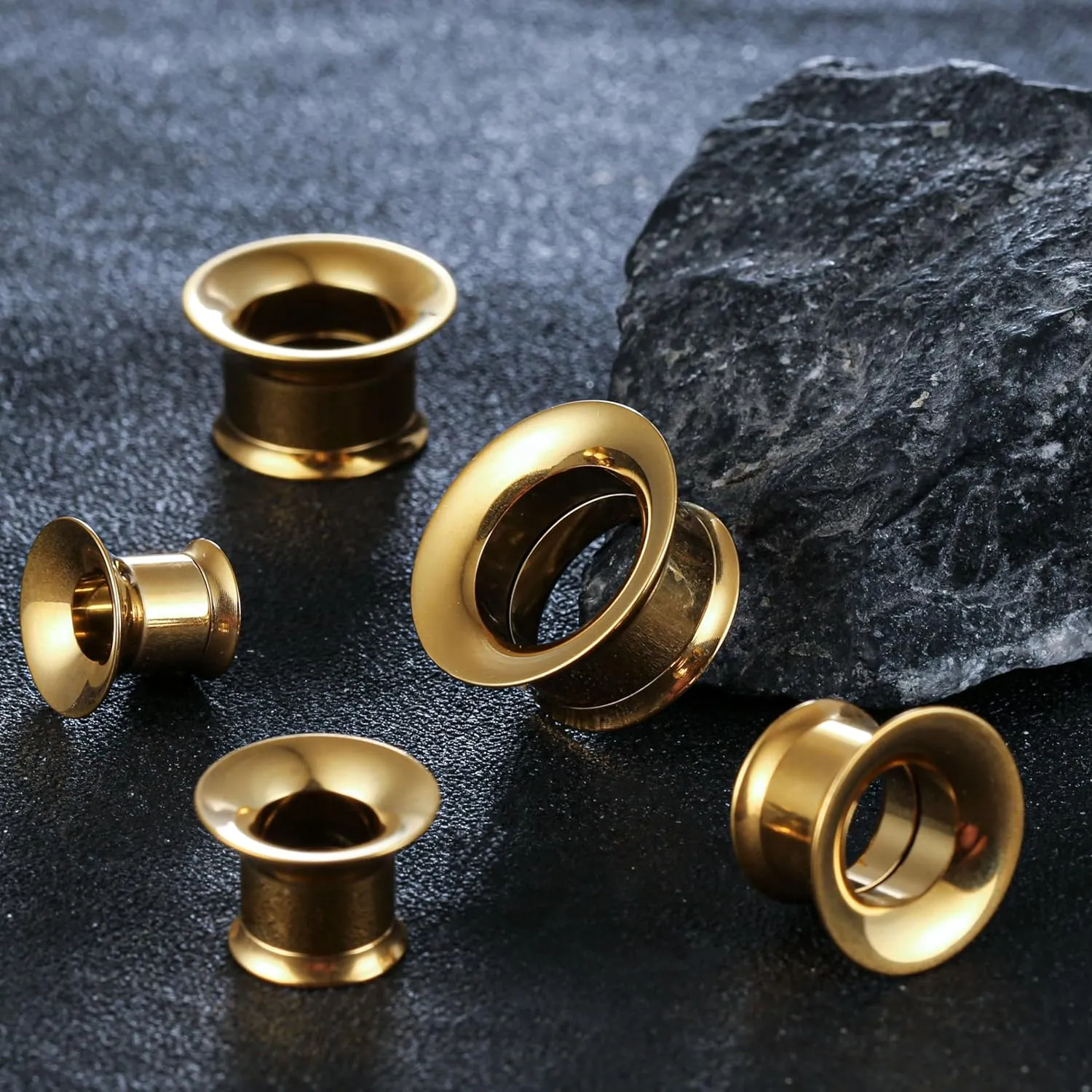 1 Pair Classic Ear Gauges Tuba Hollow Design for Stretched Ears Hypoallergenic 316 Stainless Steel Ear cuff Tunels plugs 00G 8mm-16mm(0G-5/8'') Body Piercing Jewelry