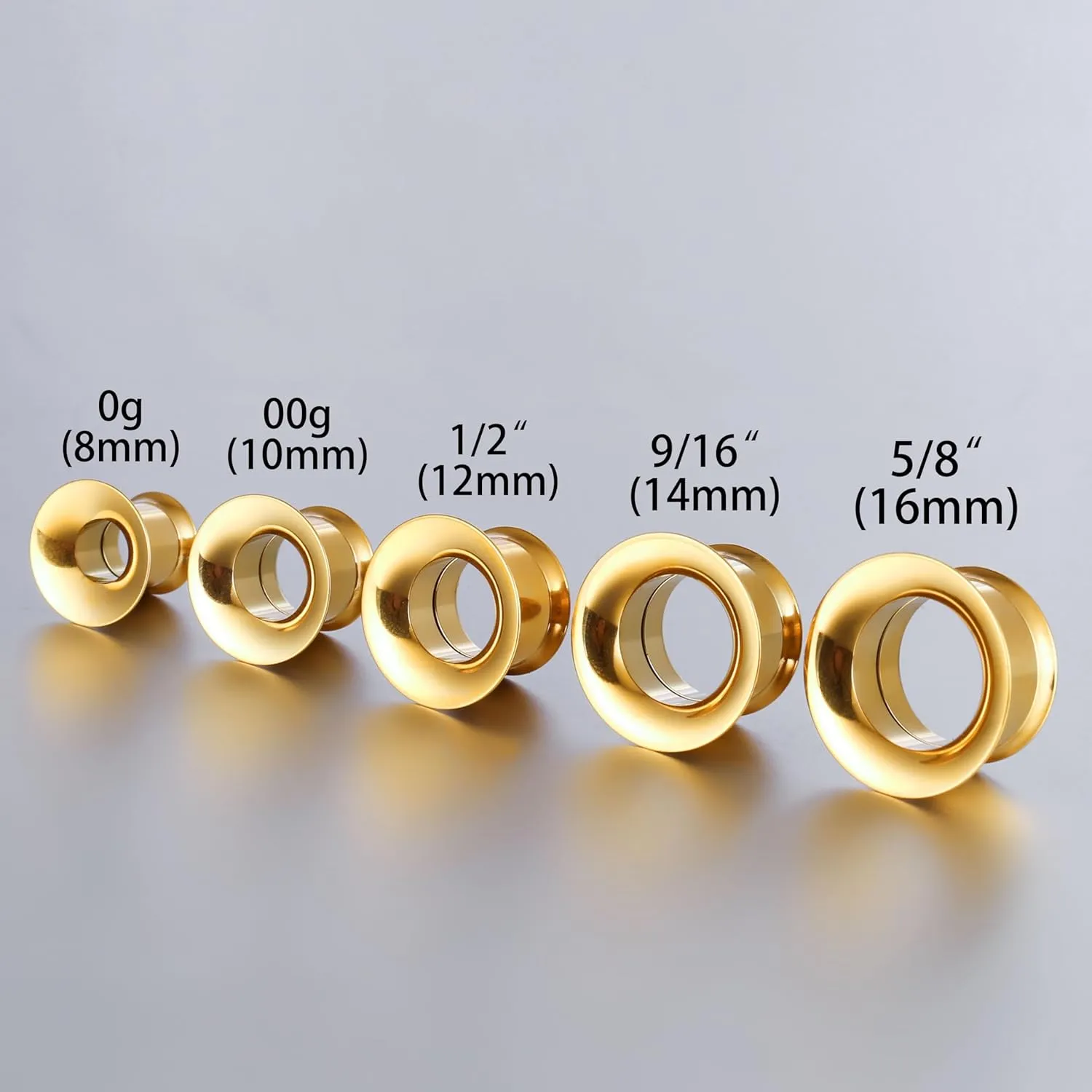 1 Pair Classic Ear Gauges Tuba Hollow Design for Stretched Ears Hypoallergenic 316 Stainless Steel Ear cuff Tunels plugs 00G 8mm-16mm(0G-5/8'') Body Piercing Jewelry