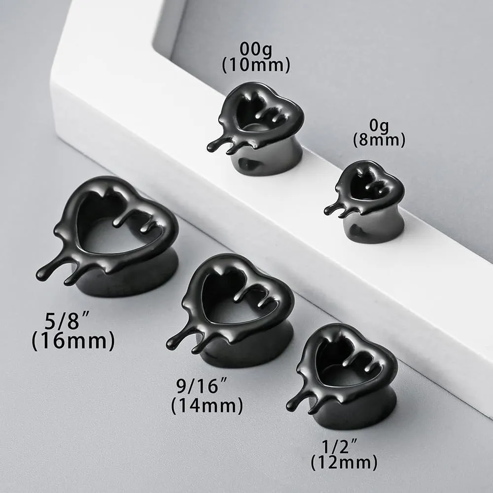1 Pair Classic Love Teardrop for Stretched Ears Hypoallergenic 316 Stainless Steel Ear cuff Tunnels plugs 00G 8mm-16mm(0G-5/8'') Body Piercing Jewelry