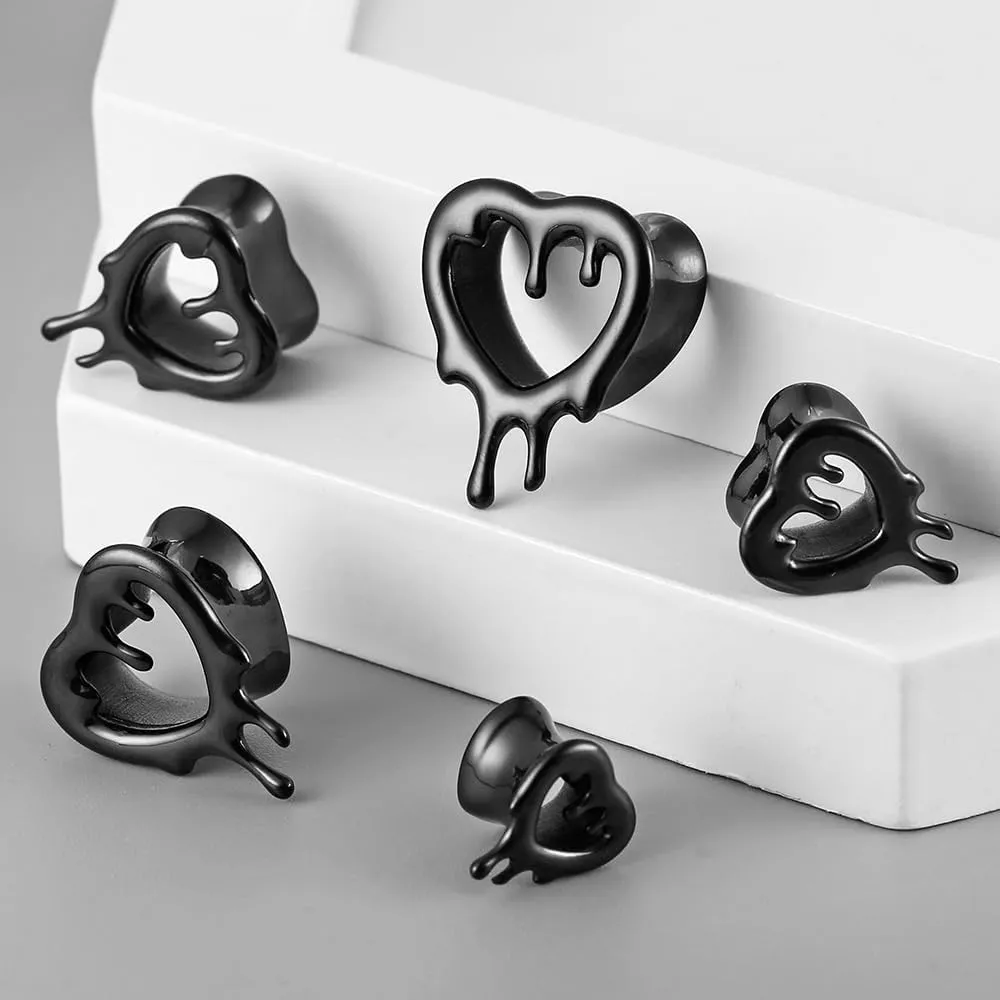 1 Pair Classic Love Teardrop for Stretched Ears Hypoallergenic 316 Stainless Steel Ear cuff Tunnels plugs 00G 8mm-16mm(0G-5/8'') Body Piercing Jewelry