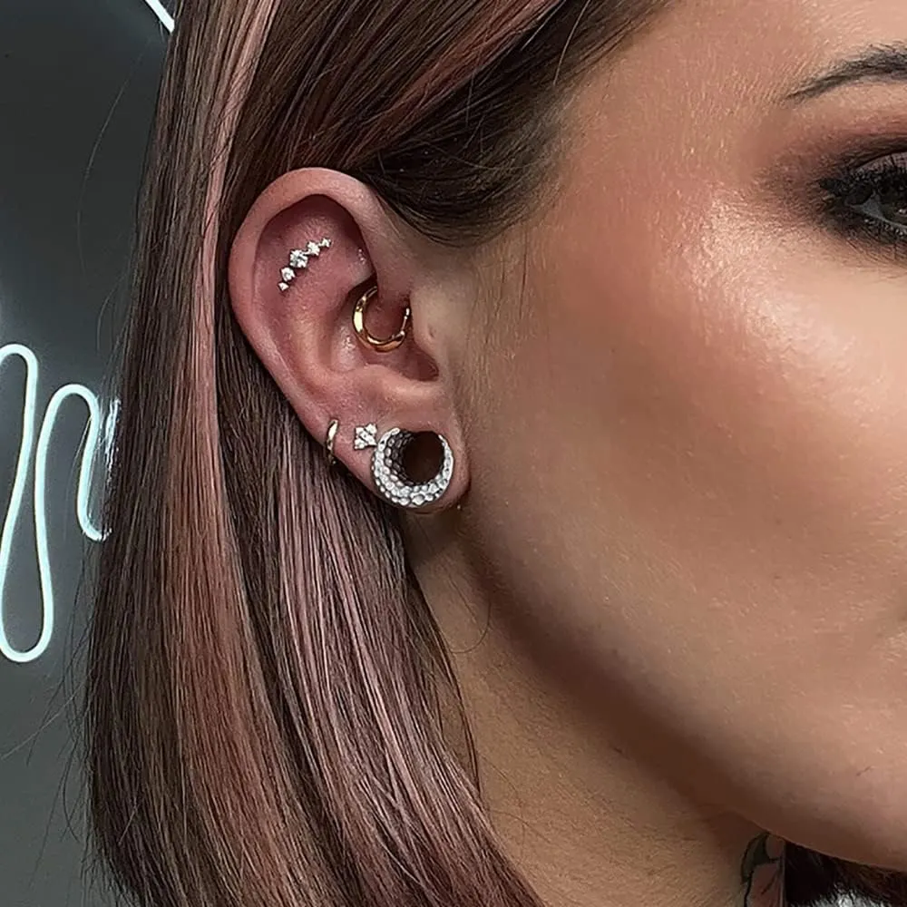1 Pair Classic Moon Saddle for Stretched Ears Hypoallergenic 316 Stainless Steel Ear cuff Tunels plugs 00G 8mm-25mm(0G-1'') Body Piercing Jewelry