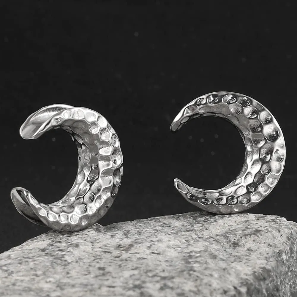 1 Pair Classic Moon Saddle for Stretched Ears Hypoallergenic 316 Stainless Steel Ear cuff Tunels plugs 00G 8mm-25mm(0G-1'') Body Piercing Jewelry