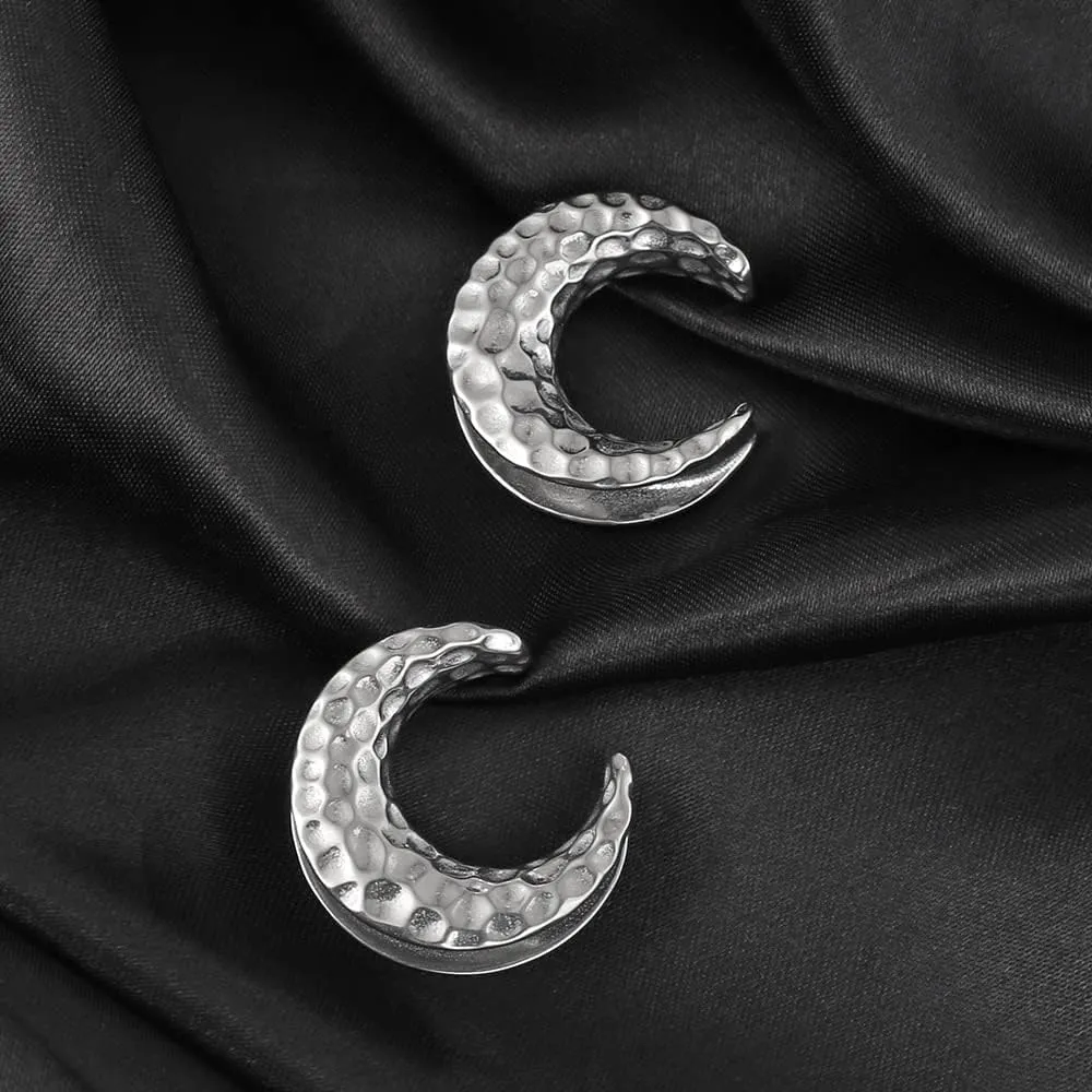 1 Pair Classic Moon Saddle for Stretched Ears Hypoallergenic 316 Stainless Steel Ear cuff Tunels plugs 00G 8mm-25mm(0G-1'') Body Piercing Jewelry