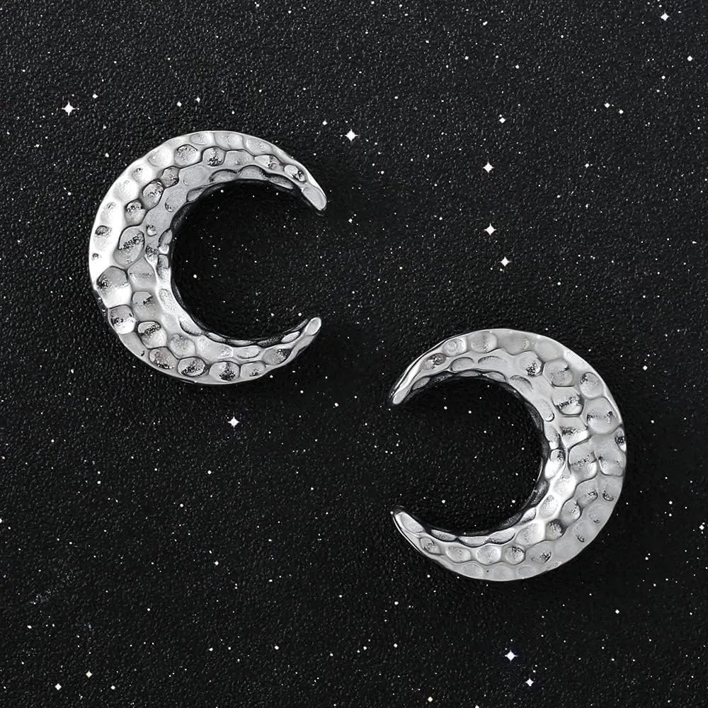 1 Pair Classic Moon Saddle for Stretched Ears Hypoallergenic 316 Stainless Steel Ear cuff Tunels plugs 00G 8mm-25mm(0G-1'') Body Piercing Jewelry