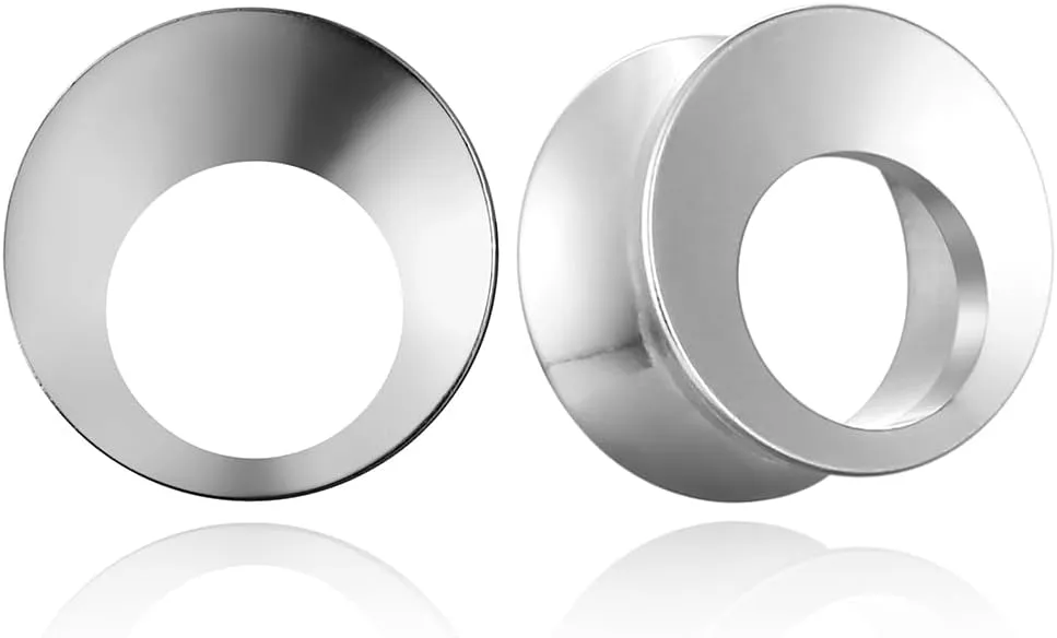 1 Pair Classic with holes gauges 8mm (0g) Silver Ear Plugs Tunnels Hypoallergenic Stainless Steel Ear Gauges Body Piercing Jewelry