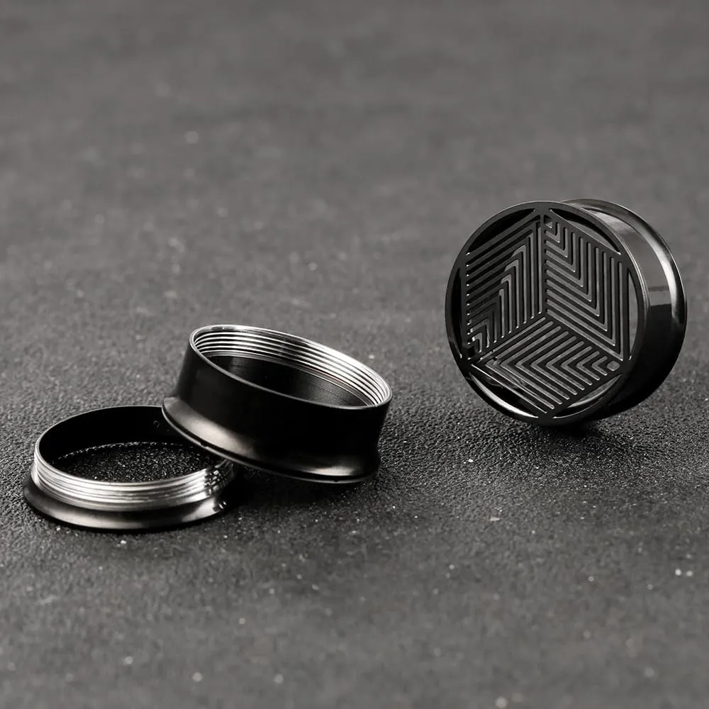 1 Pair Cube Visual Patterns gauges Ear Plugs Tunnels Hypoallergenic Stainless Steel Ear Gauges 00G 8mm-25mm (0G-1") Body Piercing Jewelry