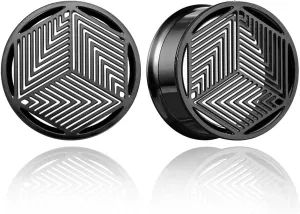 1 Pair Cube Visual Patterns gauges Ear Plugs Tunnels Hypoallergenic Stainless Steel Ear Gauges 00G 8mm-25mm (0G-1") Body Piercing Jewelry