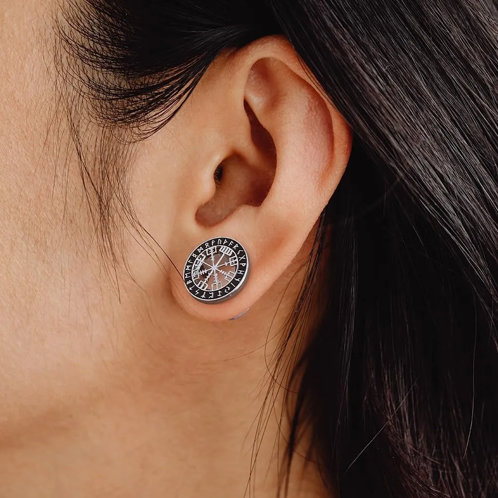 1 Pair Cute gauges with Norse Viking Rune Ear Tunnels Plugs 316 Stainless Steel Ear Gauges Weight Saddle Plugs Hypoallergenic expander Piercing Body Jewelry for women and men