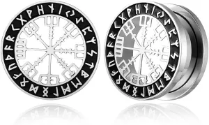 1 Pair Cute gauges with Norse Viking Rune Ear Tunnels Plugs 316 Stainless Steel Ear Gauges Weight Saddle Plugs Hypoallergenic expander Piercing Body Jewelry for women and men
