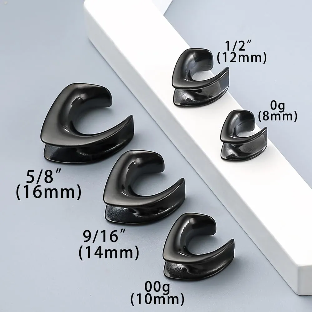 1 Pair Cute saddle gauges Ear Tunnels Plugs 316 Stainless Steel Ear Gauges Weight Saddle Plugs Hypoallergenic expander Piercing Body Jewelry for women and men