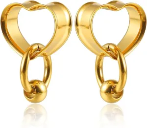 1 pair Ear Gauges with 1 ring 1 ball Hypoallergenic 316 earrings weight Stainless Steel Ear Stretchers Plus Tunnels (0G-1") 8mm-25mm 00G Body Piercing Jewelry