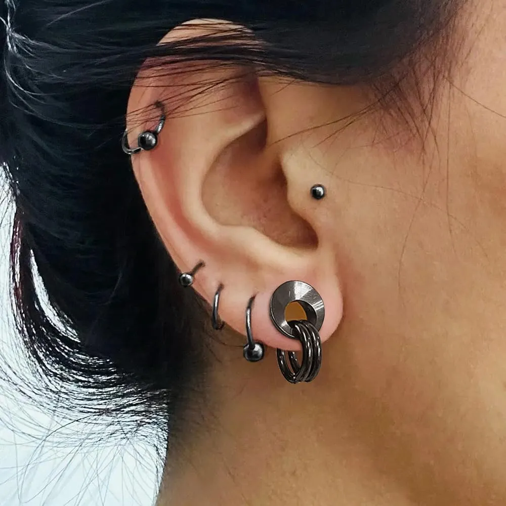 1 Pair Hollow gauges with 2 rings Ear Tunnels Plugs 316 Stainless Steel Ear Gauges Weight Saddle Plugs Hypoallergenic expander Piercing Body Jewelry for women and men