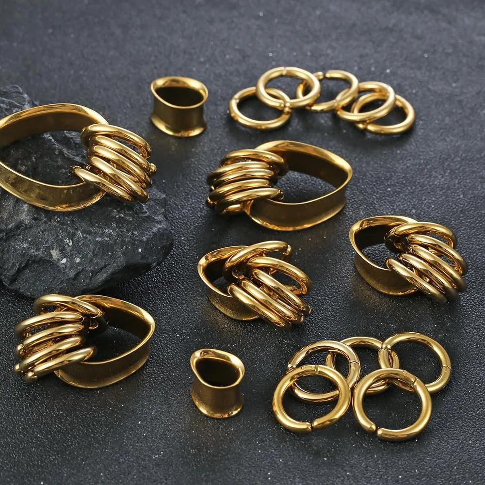 1 pair Rings Ear Gauges Hypoallergenic 316 rings ear weight Stainless Steel Ear Stretchers Plus Tunnels (0G-1") 8mm-25mm 00G Body Piercing Jewelry