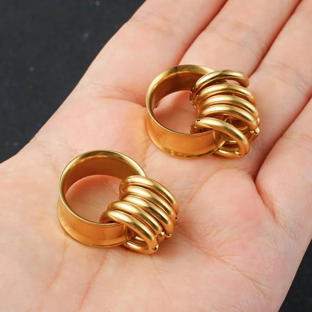 1 pair Rings Ear Gauges Hypoallergenic 316 rings ear weight Stainless Steel Ear Stretchers Plus Tunnels (0G-1") 8mm-25mm 00G Body Piercing Jewelry