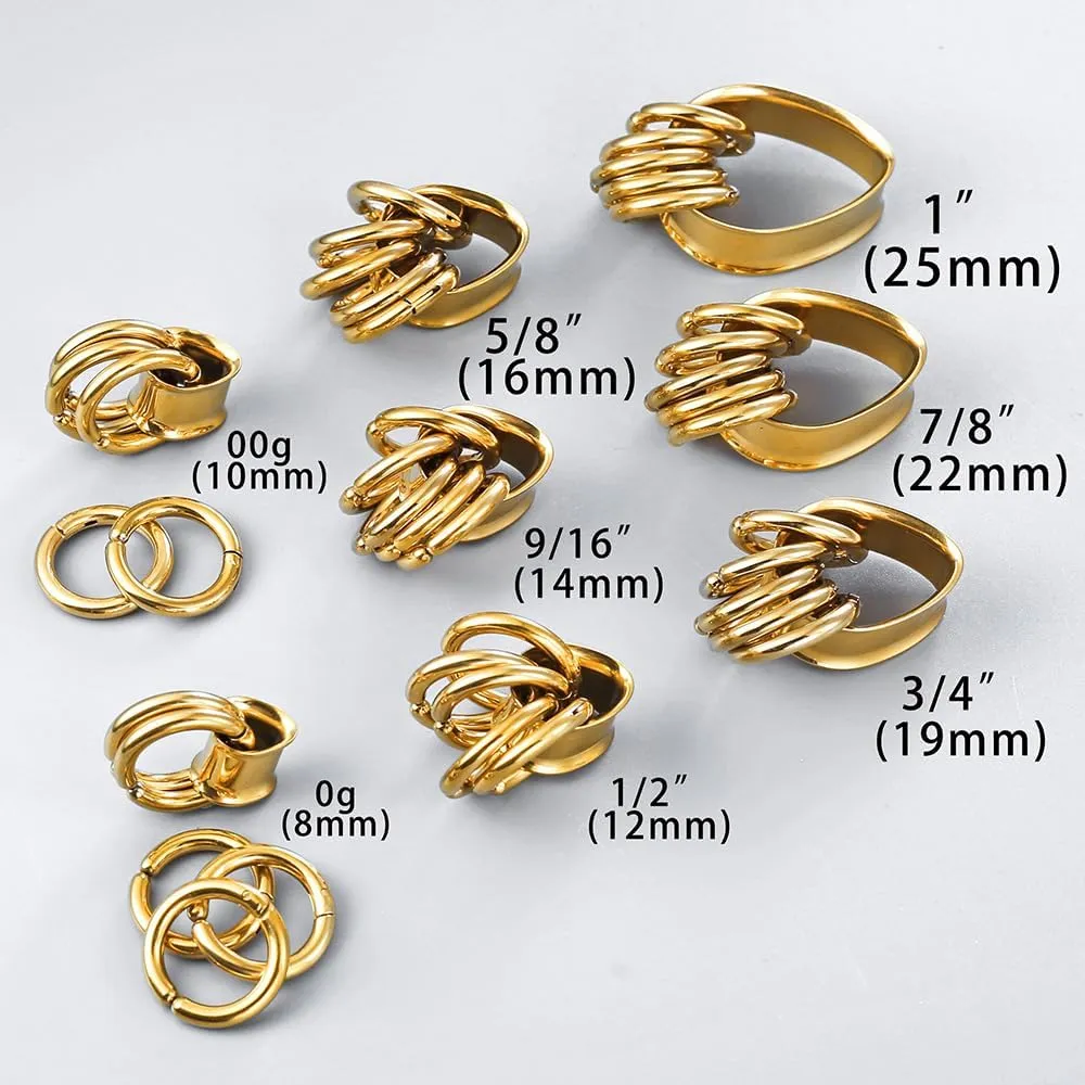 1 pair Rings Ear Gauges Hypoallergenic 316 rings ear weight Stainless Steel Ear Stretchers Plus Tunnels (0G-1") 8mm-25mm 00G Body Piercing Jewelry