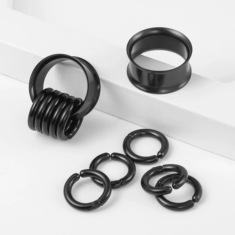 1 pair Rings Ear Gauges Hypoallergenic 316 rings ear weight Stainless Steel Ear Stretchers Plus Tunnels (0G-1") 8mm-25mm 00G Body Piercing Jewelry