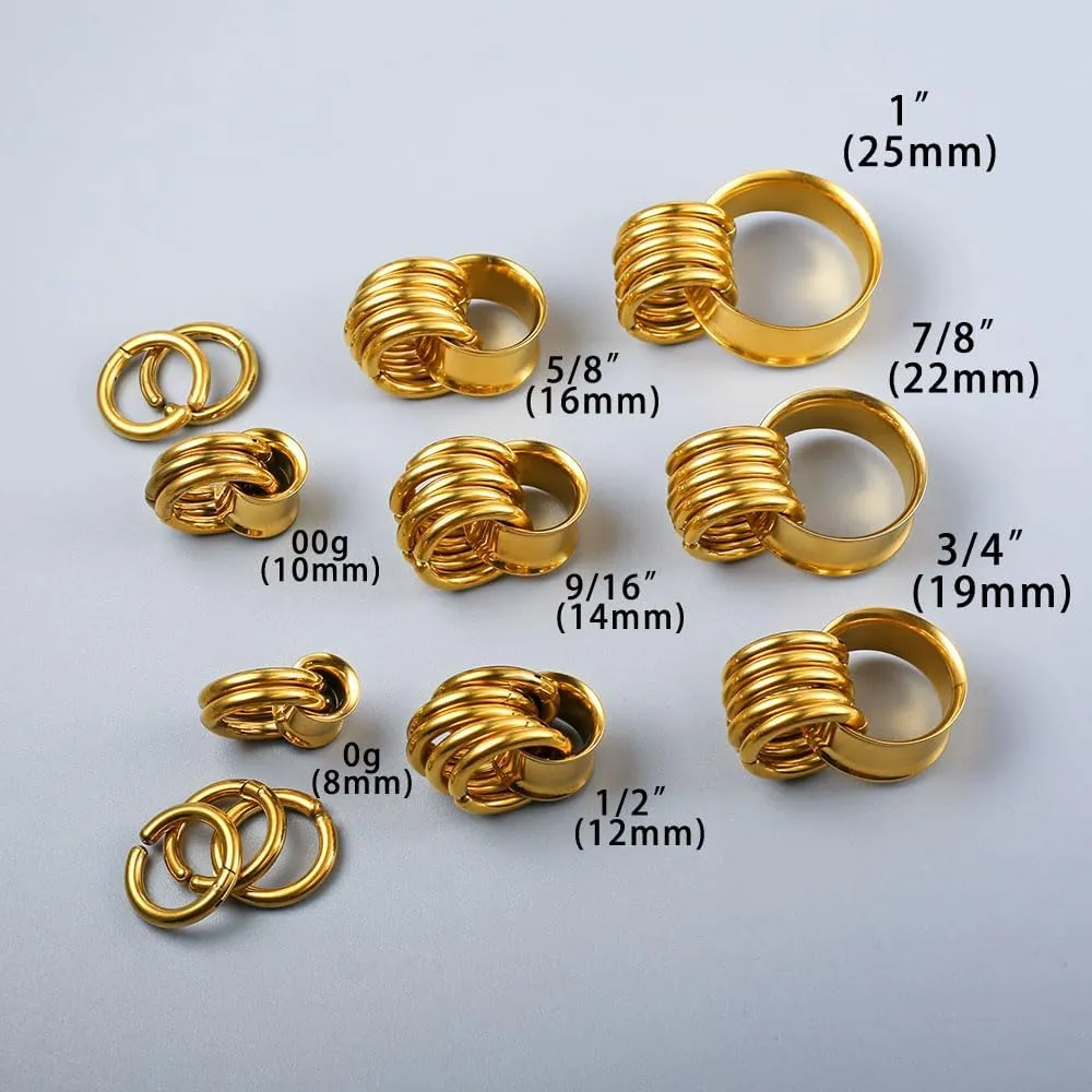 1 pair Rings Ear Gauges Hypoallergenic 316 rings ear weight Stainless Steel Ear Stretchers Plus Tunnels (0G-1") 8mm-25mm 00G Body Piercing Jewelry