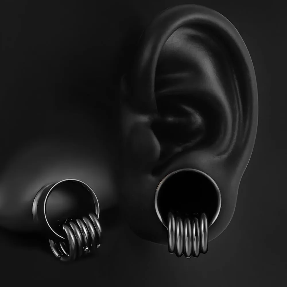 1 pair Rings Ear Gauges Hypoallergenic 316 rings ear weight Stainless Steel Ear Stretchers Plus Tunnels (0G-1") 8mm-25mm 00G Body Piercing Jewelry