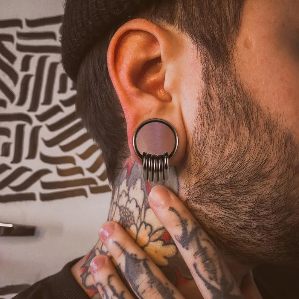 1 pair Rings Ear Gauges Hypoallergenic 316 rings ear weight Stainless Steel Ear Stretchers Plus Tunnels (0G-1") 8mm-25mm 00G Body Piercing Jewelry