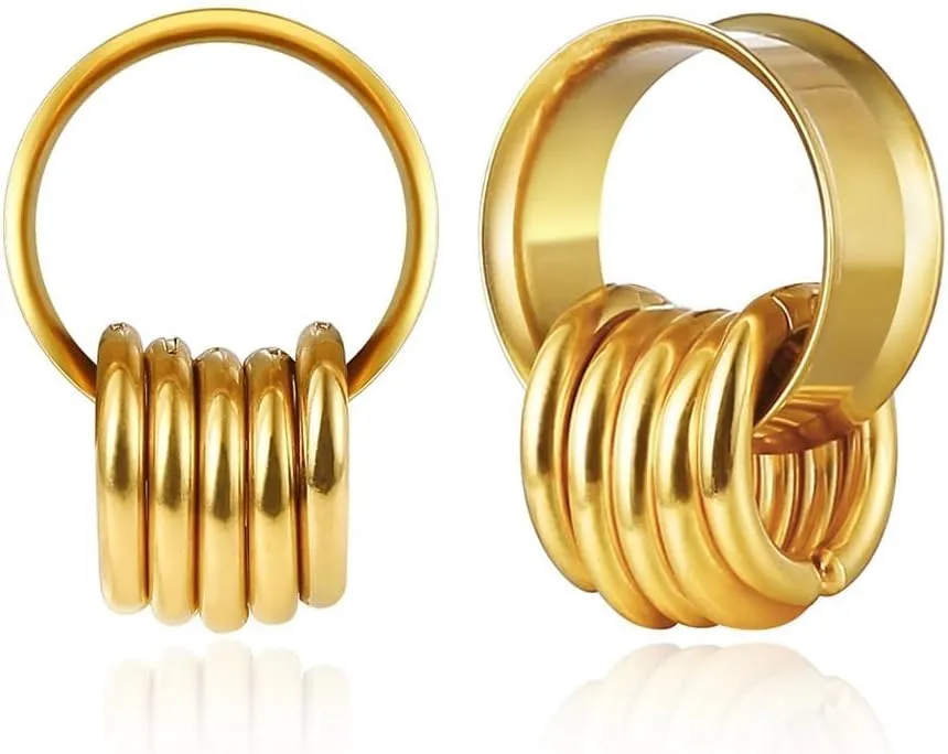 1 pair Rings Ear Gauges Hypoallergenic 316 rings ear weight Stainless Steel Ear Stretchers Plus Tunnels (0G-1") 8mm-25mm 00G Body Piercing Jewelry