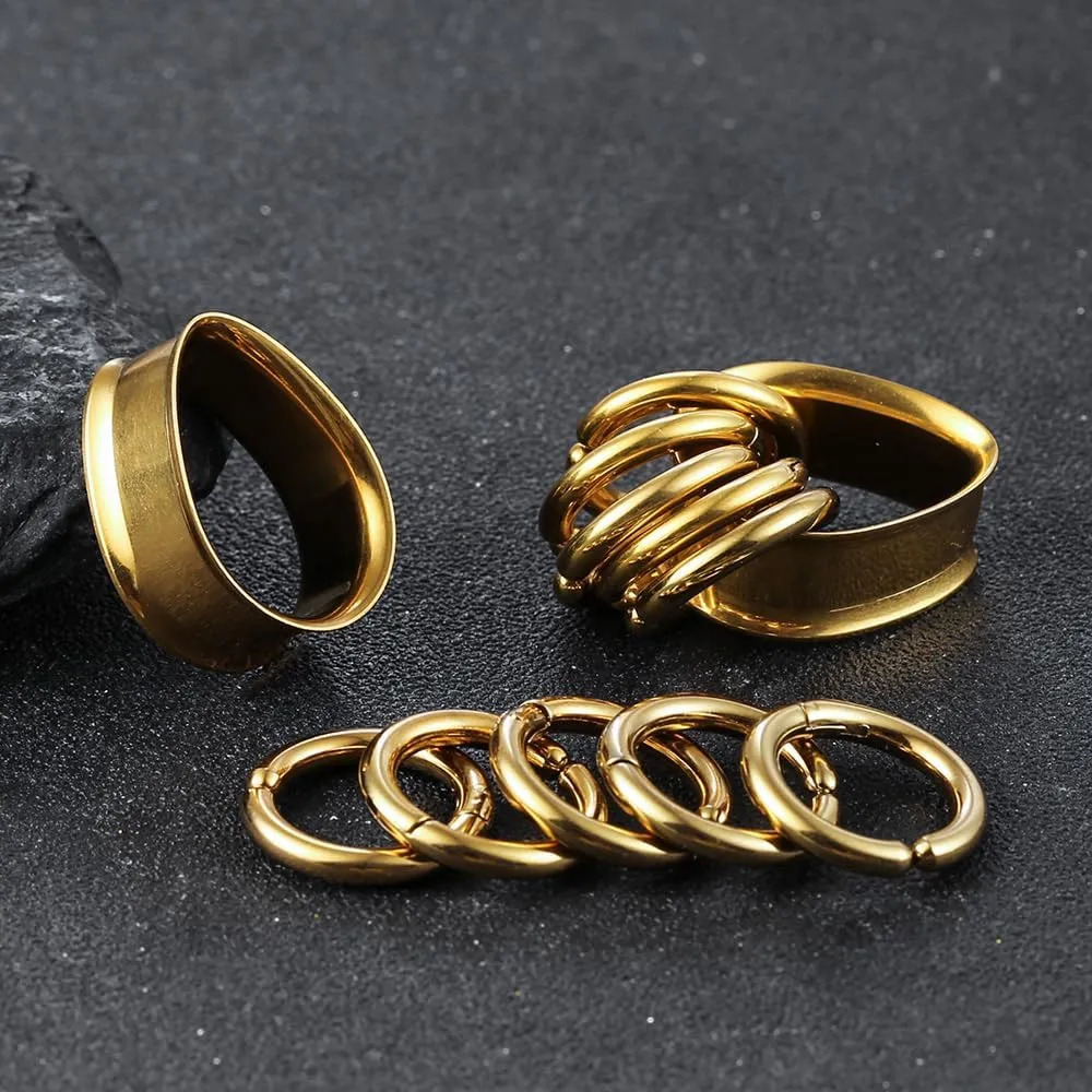 1 pair Rings Ear Gauges Hypoallergenic 316 rings ear weight Stainless Steel Ear Stretchers Plus Tunnels (0G-1") 8mm-25mm 00G Body Piercing Jewelry