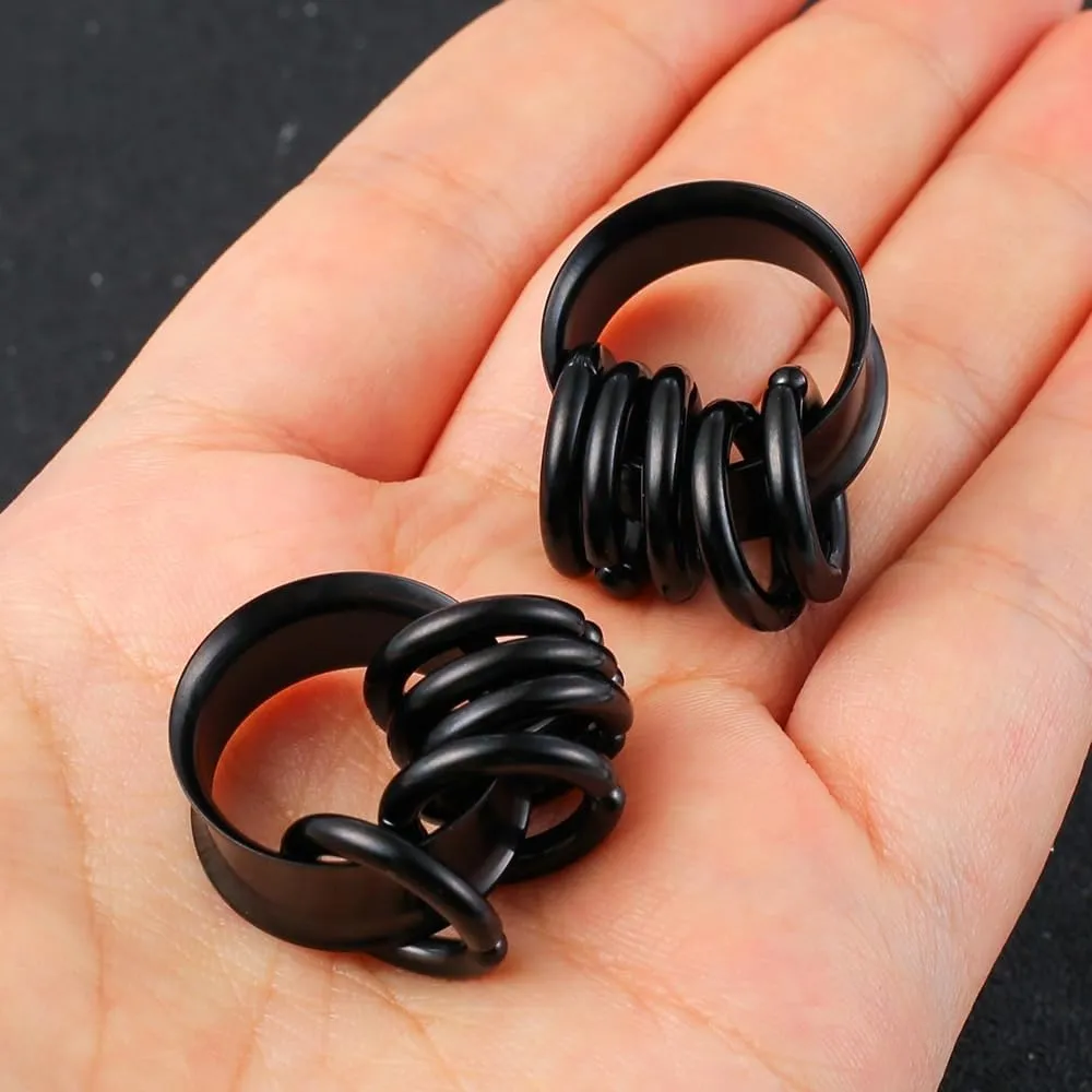 1 pair Rings Ear Gauges Hypoallergenic 316 rings ear weight Stainless Steel Ear Stretchers Plus Tunnels (0G-1") 8mm-25mm 00G Body Piercing Jewelry