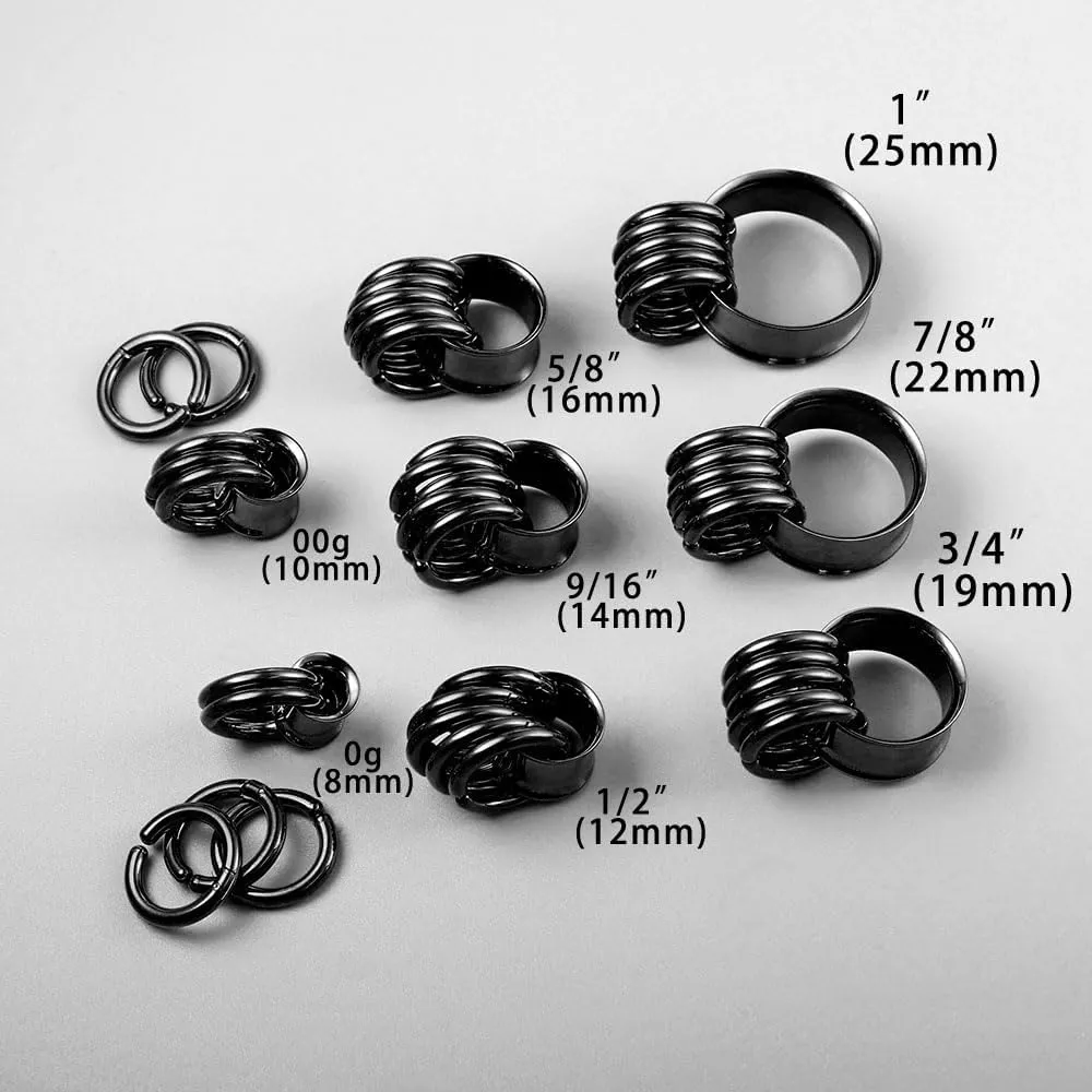 1 pair Rings Ear Gauges Hypoallergenic 316 rings ear weight Stainless Steel Ear Stretchers Plus Tunnels (0G-1") 8mm-25mm 00G Body Piercing Jewelry