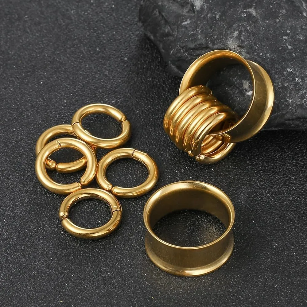 1 pair Rings Ear Gauges Hypoallergenic 316 rings ear weight Stainless Steel Ear Stretchers Plus Tunnels (0G-1") 8mm-25mm 00G Body Piercing Jewelry
