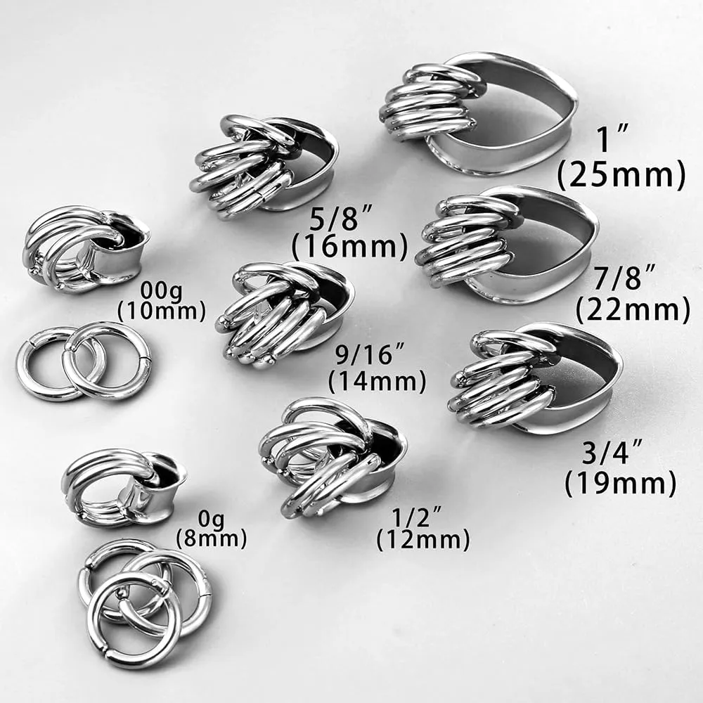1 pair Rings Ear Gauges Hypoallergenic 316 rings ear weight Stainless Steel Ear Stretchers Plus Tunnels (0G-1") 8mm-25mm 00G Body Piercing Jewelry