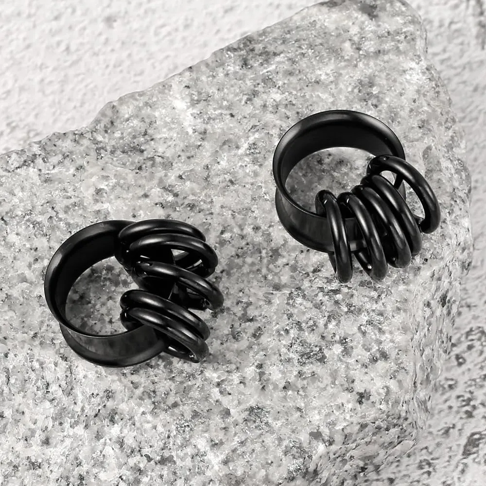 1 pair Rings Ear Gauges Hypoallergenic 316 rings ear weight Stainless Steel Ear Stretchers Plus Tunnels (0G-1") 8mm-25mm 00G Body Piercing Jewelry
