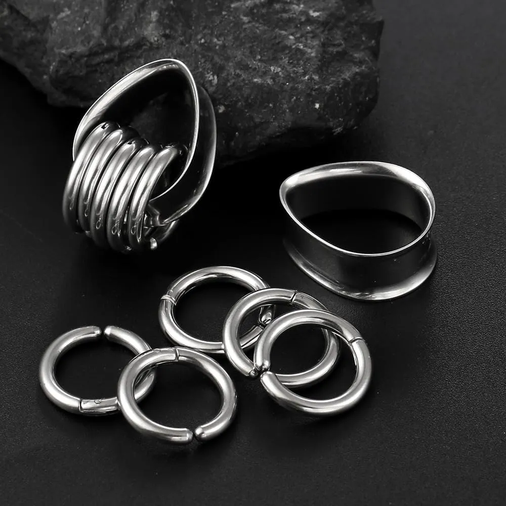 1 pair Rings Ear Gauges Hypoallergenic 316 rings ear weight Stainless Steel Ear Stretchers Plus Tunnels (0G-1") 8mm-25mm 00G Body Piercing Jewelry