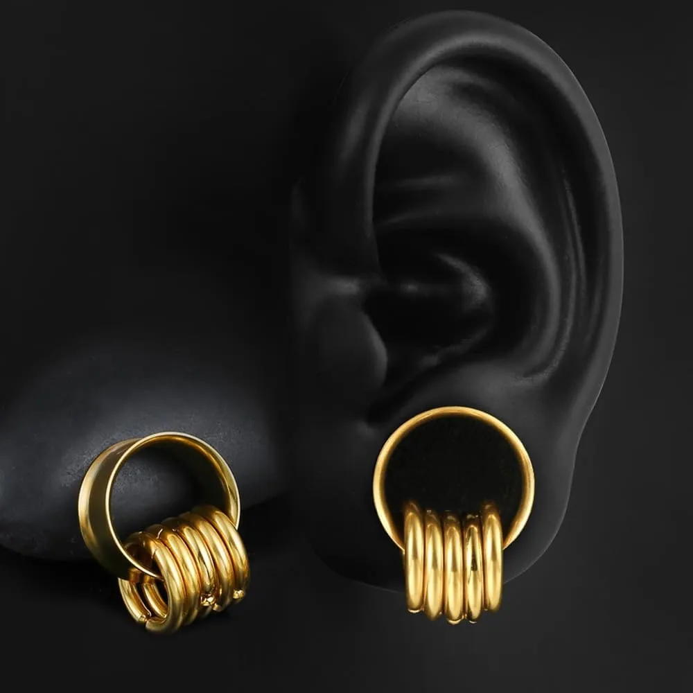 1 pair Rings Ear Gauges Hypoallergenic 316 rings ear weight Stainless Steel Ear Stretchers Plus Tunnels (0G-1") 8mm-25mm 00G Body Piercing Jewelry