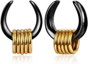 1 Pair saddle Gauges with 10pcs rings Ear Tunnels Plugs 316 Stainless Steel Ear Gauges Weight Saddle Plugs Hypoallergenic expander Piercing Body Jewelry