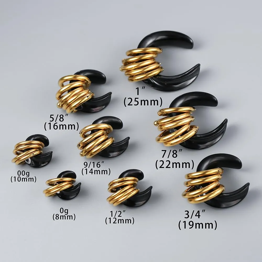 1 Pair saddle Gauges with 10pcs rings Ear Tunnels Plugs 316 Stainless Steel Ear Gauges Weight Saddle Plugs Hypoallergenic expander Piercing Body Jewelry