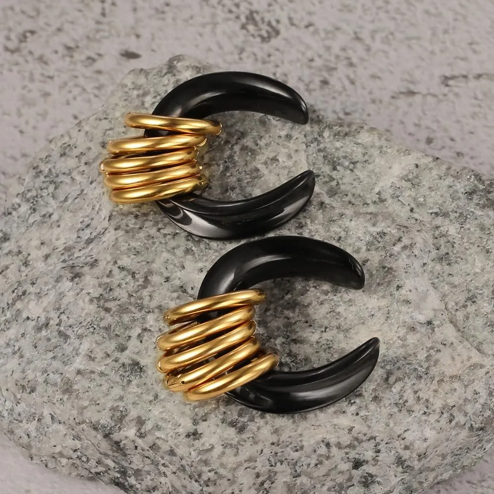 1 Pair saddle Gauges with 10pcs rings Ear Tunnels Plugs 316 Stainless Steel Ear Gauges Weight Saddle Plugs Hypoallergenic expander Piercing Body Jewelry