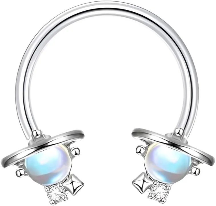 1 PC 16G Horseshoe Hoop Septum Ring Earring Cartilage Nose Ring Heart Captive Bead Rings Tragus Daith Rook Helix Body Piercing Jewelry for Women