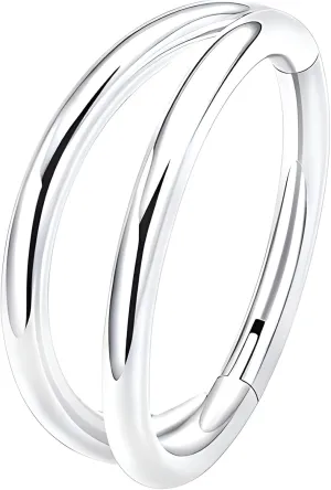 1 PC 16G Silver Diameter 8mm 316L Double Hoop Stainless Steel Hinged Nose Ring Cartilage Earring Septum Rings Daith Tragus Earrings Segment Clicker Lip Piercing Jewelry for Women
