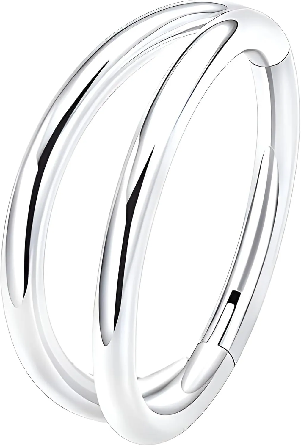 1 PC 16G Silver Diameter 8mm 316L Double Hoop Stainless Steel Hinged Nose Ring Cartilage Earring Septum Rings Daith Tragus Earrings Segment Clicker Lip Piercing Jewelry for Women