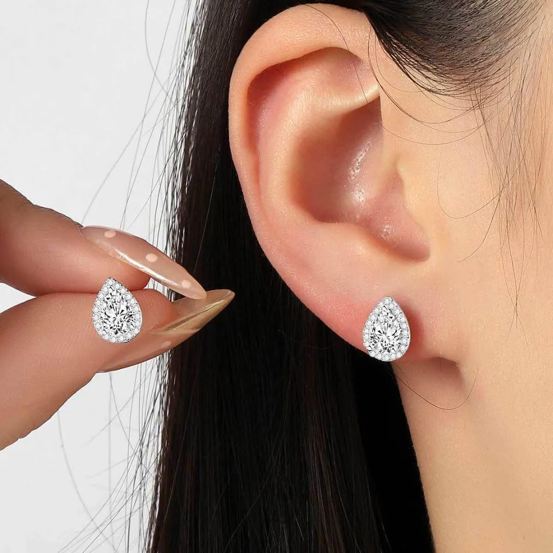 10 Pairs Cubic Zirconia Earrings Studs dangle earrings silver earring set 925 Sterling Silver Earring for Women Men teardrop earrings for women heart earrings