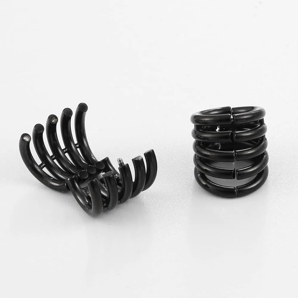 10mm Stacker Ring Lobe Clip Ear Gauges Plugs Ear Tunnels Stretcher Earring Studs Clip on Cartilage Body Piercing Jewelry 2PCS Gold Rose Black Silver