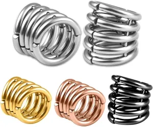 10mm Stacker Ring Lobe Clip Ear Gauges Plugs Ear Tunnels Stretcher Earring Studs Clip on Cartilage Body Piercing Jewelry 2PCS Gold Rose Black Silver