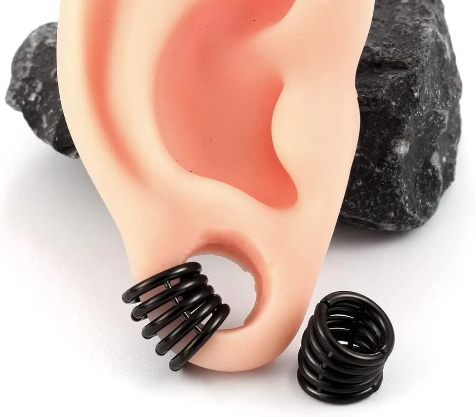 10mm Stacker Ring Lobe Clip Ear Gauges Plugs Ear Tunnels Stretcher Earring Studs Clip on Cartilage Body Piercing Jewelry 2PCS Gold Rose Black Silver