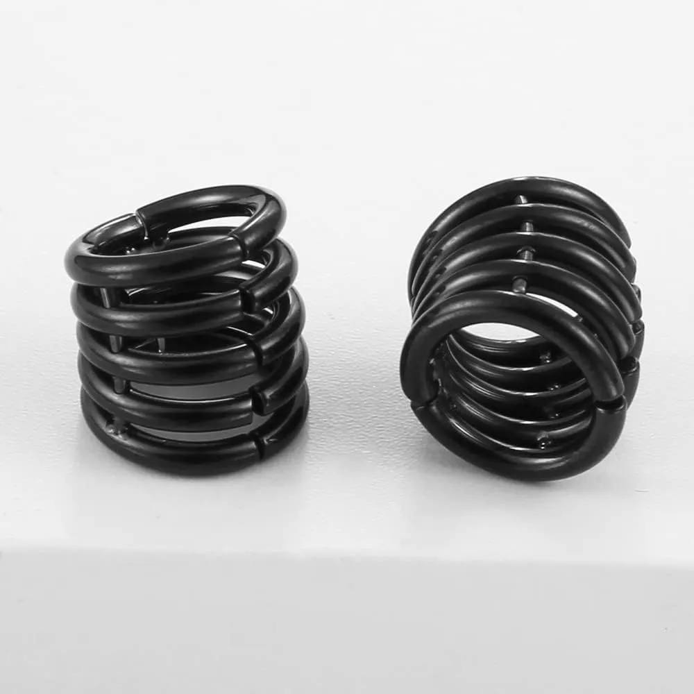 10mm Stacker Ring Lobe Clip Ear Gauges Plugs Ear Tunnels Stretcher Earring Studs Clip on Cartilage Body Piercing Jewelry 2PCS Gold Rose Black Silver