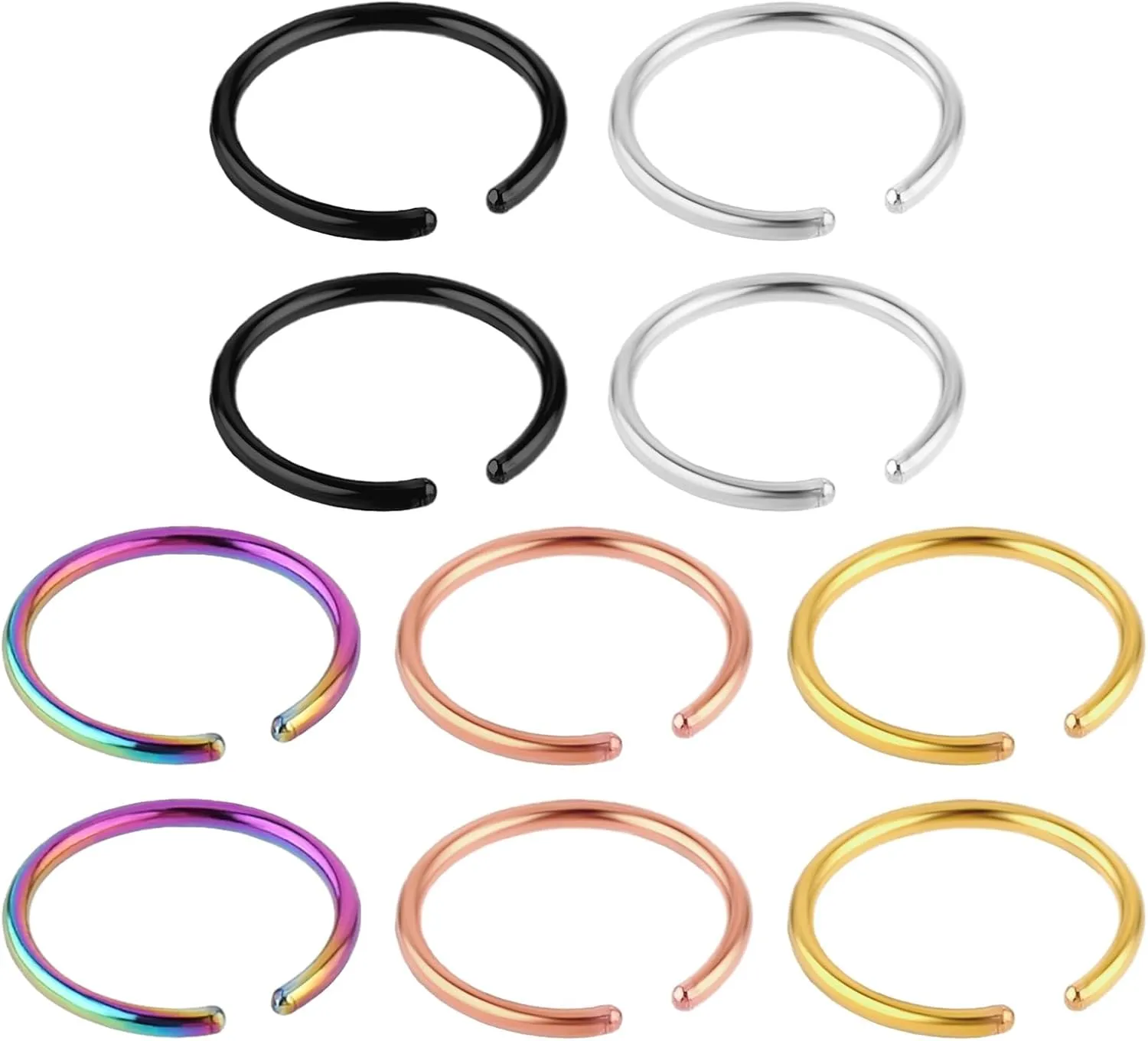 10pcs Fake Nose Ring HoopStainless Steel Nose PiercingsFake Septum Ring Non Pierced Lip Rings Jewelry for Women Men