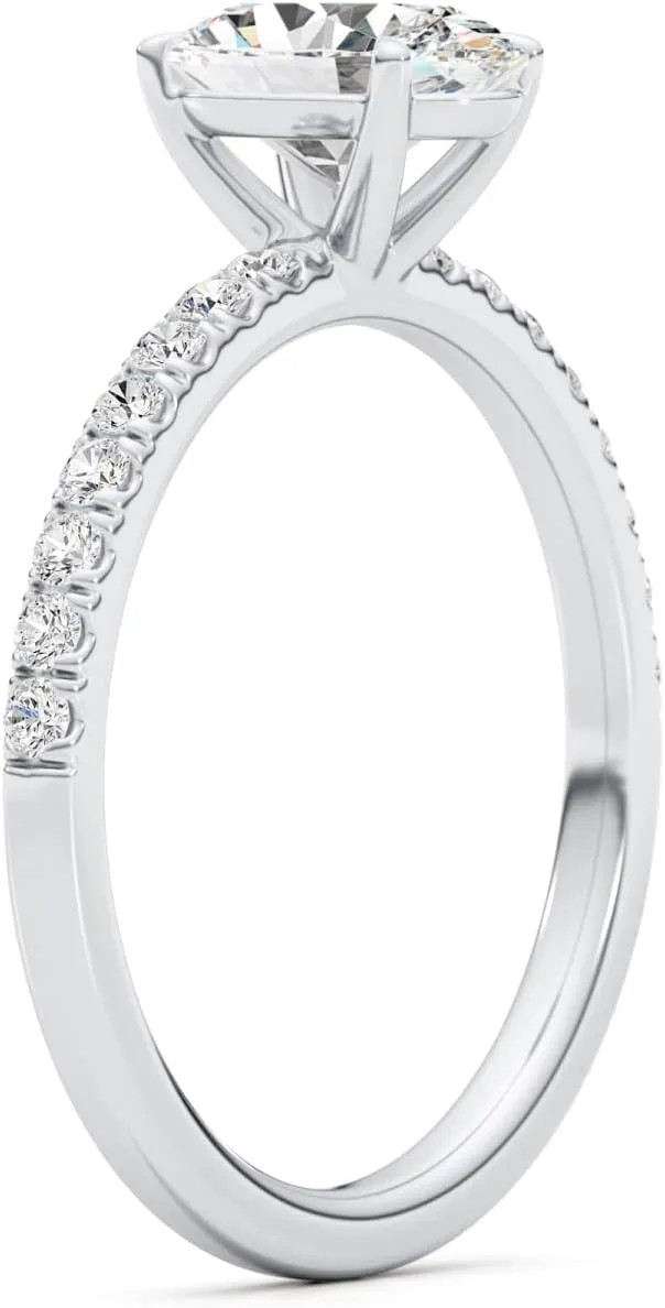 1/4 Carat Lab Grown Diamond and 2 1/3 Carat Oval Cut Moissanite Engagement Ring for Women in 14k White or Rose Gold (G-H, VS, cttw) Anniversary Promise Ring Size 5.5 to 7