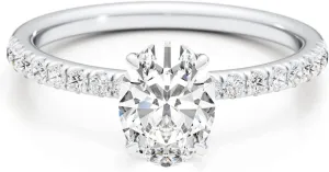 1/4 Carat Lab Grown Diamond and 2 1/3 Carat Oval Cut Moissanite Engagement Ring for Women in 14k White or Rose Gold (G-H, VS, cttw) Anniversary Promise Ring Size 5.5 to 7