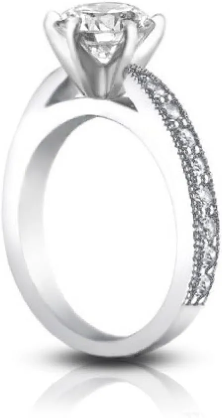 1.40 ct Round Cut Diamond Engagement Ring Whit Millgrain on The Shank in Platinum