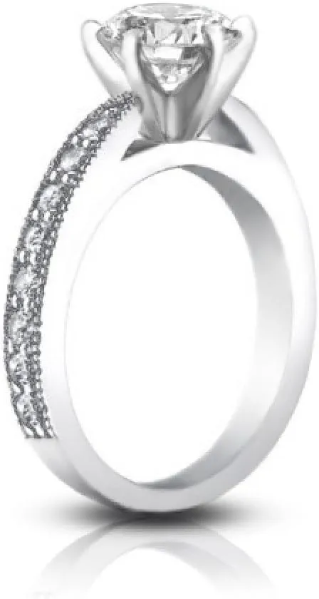 1.40 ct Round Cut Diamond Engagement Ring Whit Millgrain on The Shank in Platinum