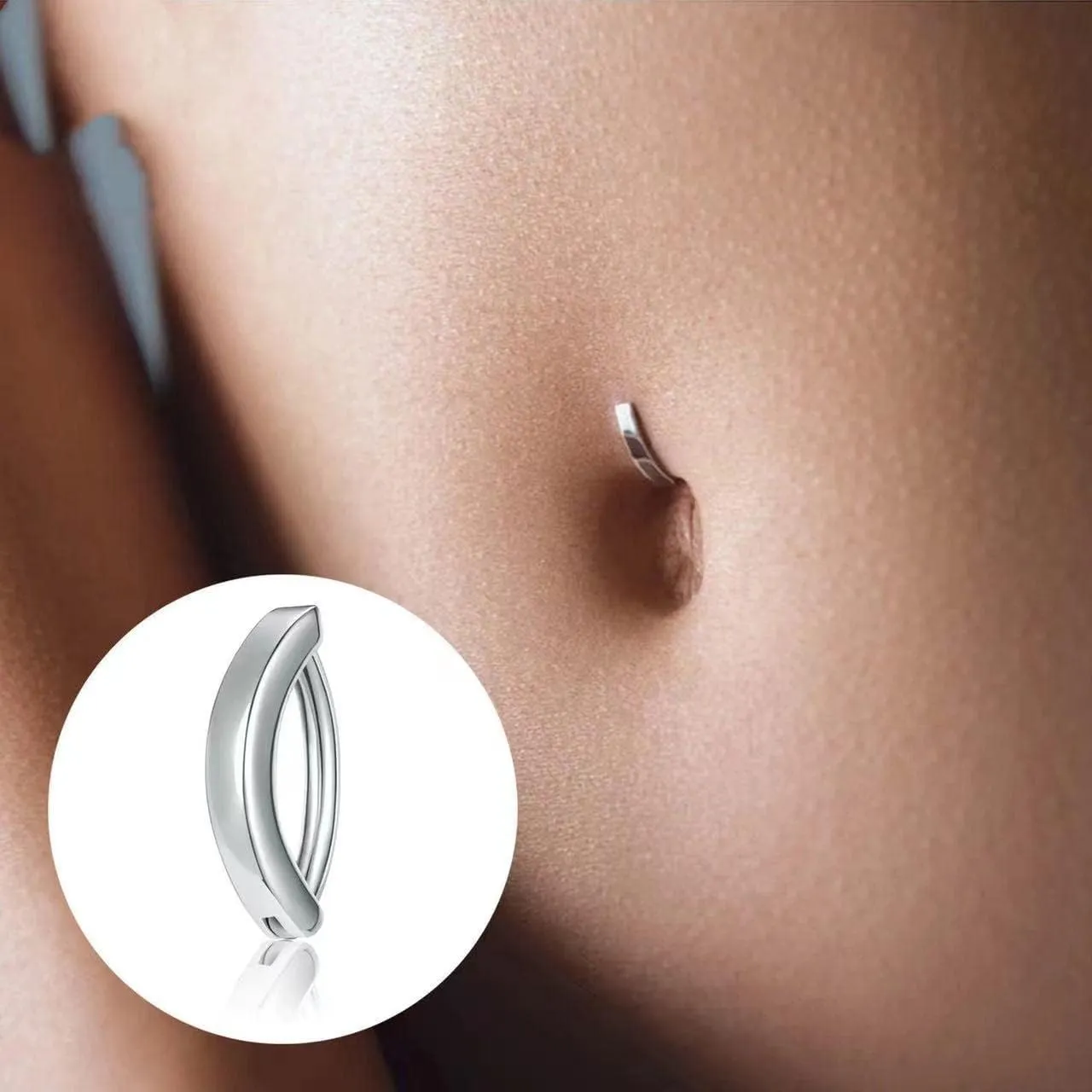 14G Clicker Belly Button Rings for Women - Stainless Steel Smooth Surface Cubic Zirconia Opal Navel Rings - Curved Piercing Body Jewelry